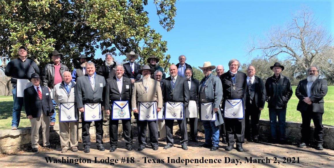 Washington Lodge #18 on March 2, 2021 - 185th Birthday of Texas